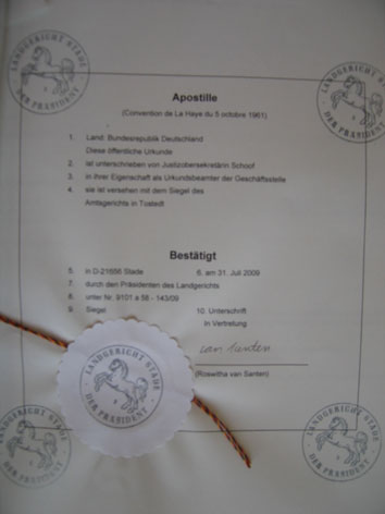 handelsregisterauszug mit apostille
